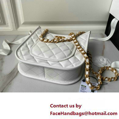 Chanel Calfskin  &  Gold-Tone Metal Hobo Handbag AS4532 White 2024